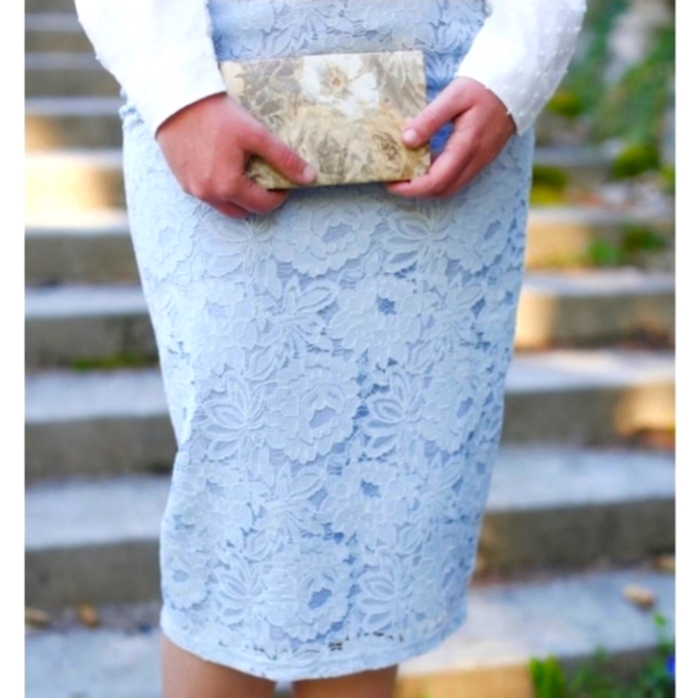 French Blue Dainty Jewell's Midi Skirt